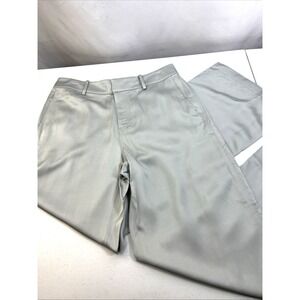 NWT Club Monaco Women's Soft Gray Silky Satin Wide Leg Carpenter Pants Size 6